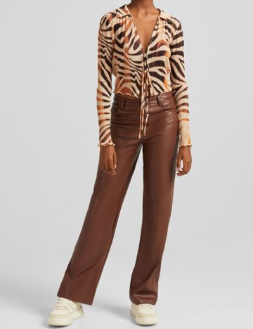 Top Bershka, crem, S