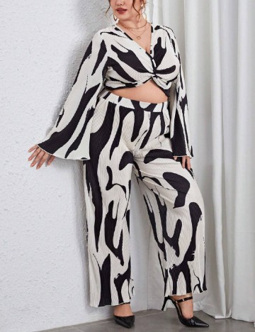 Compleu SHEIN CURVE, negru/crem