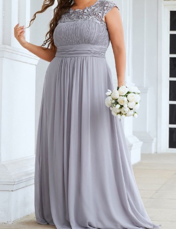 Rochie lunga Ever-Pretty Plus Size, gri