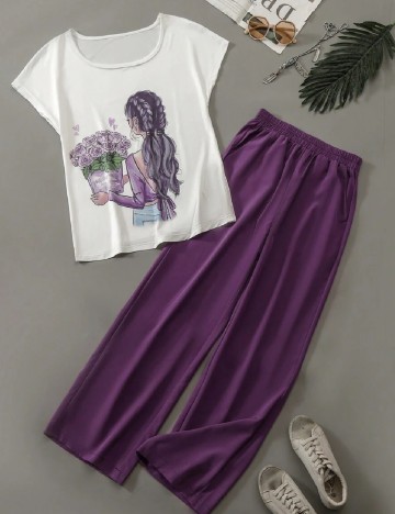 Compleu SHEIN, mov/alb