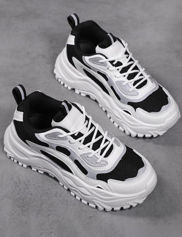 Adidasi SHEIN, alb/negru