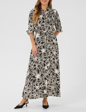 Rochie lunga Kaffe, alb/negru