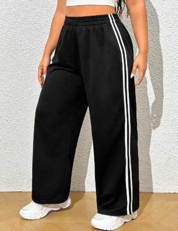 Pantaloni SHEIN CURVE, negru/alb