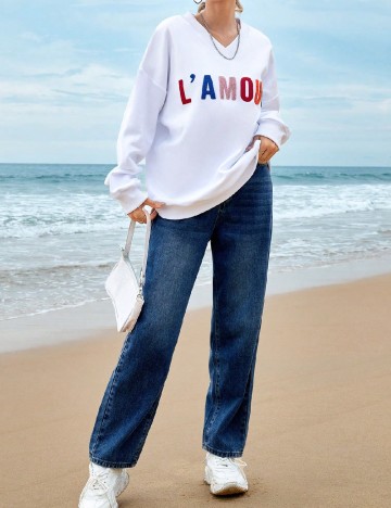 Bluza Oversize SHEIN, alb