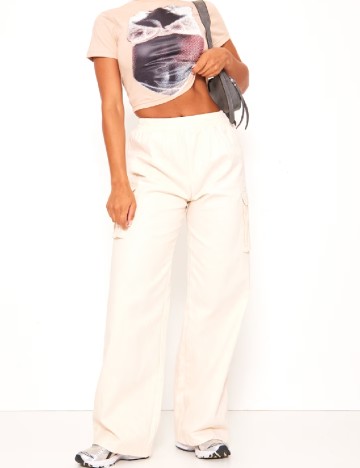 Pantaloni PrettyLittleThing, crem