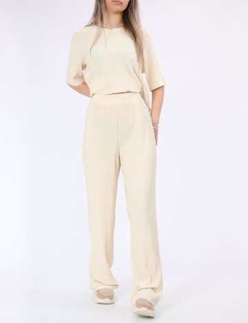 Pantaloni Pieces, crem
