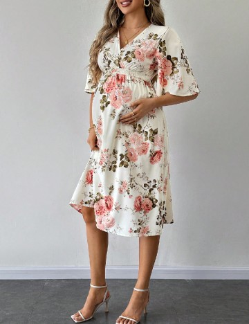 Rochie medie SHEIN Maternity, crem