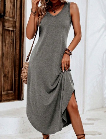 Rochie lunga SHEIN, gri inchis
