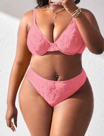 Costum de baie SHEIN CURVE, roz