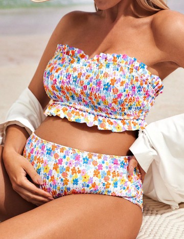 Costum de baie SHEIN Maternity, floral print