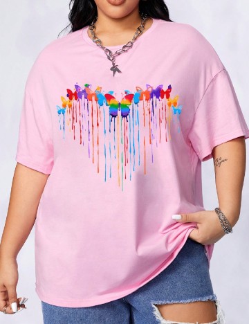 Tricou SHEIN CURVE, roz