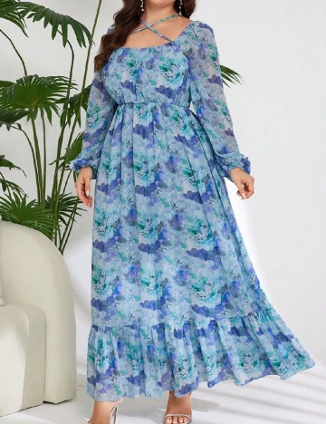 Rochie lunga SHEIN CURVE, albastru