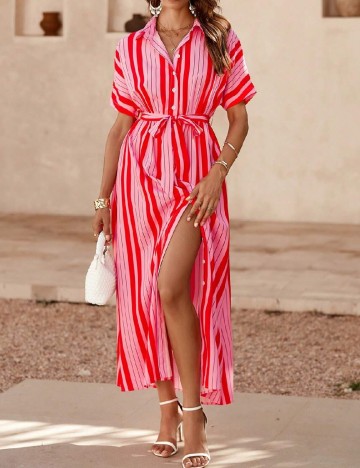 Rochie lunga SHEIN, roz/rosu