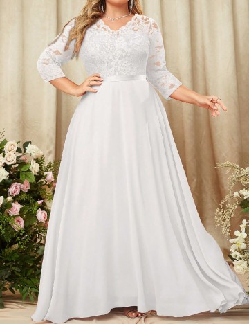 Rochie lunga Miusol Plus Size, alb