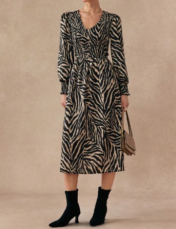 Rochie medie SHEIN, negru/crem