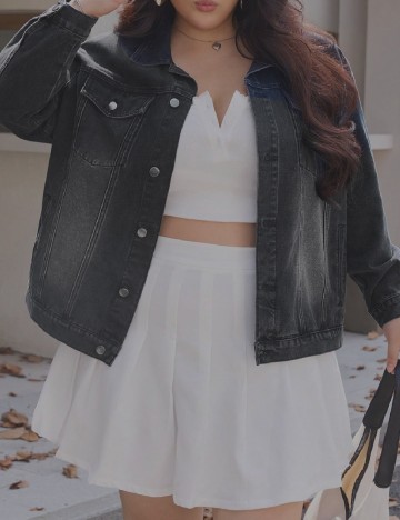 Jacheta SHEIN CURVE, gri inchis