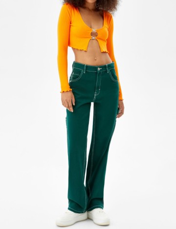 Top Bershka, portocaliu, S