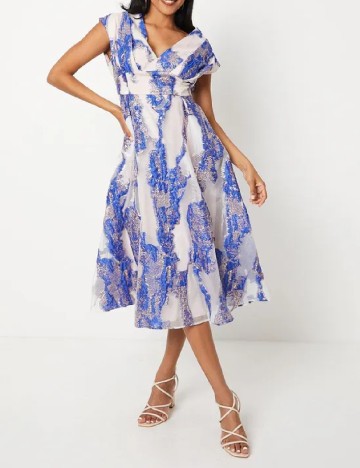 Rochie medie Coast, ecru/albastru