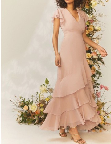 Rochie lunga Coast, roz pudra