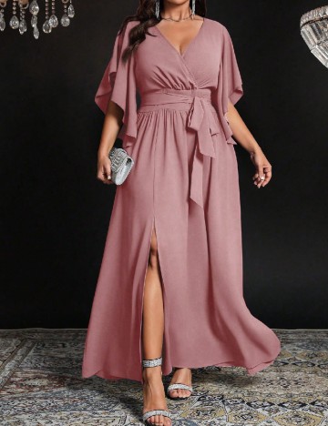 Rochie lunga SHEIN CURVE, roz pudra