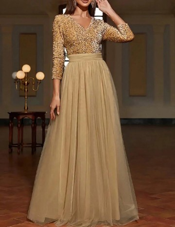 Rochie lunga Homeyee, auriu