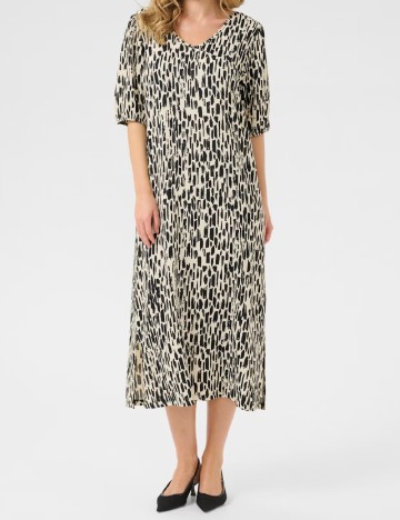Rochie medie Bon a Parte, crem/negru