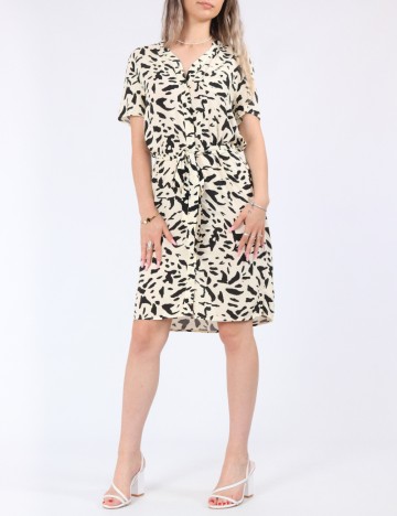 Rochie scurta Vila, crem/negru