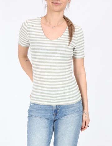 Tricou Jacqueline de Yong, alb/verde