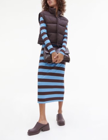 Rochie medie Reserved, albastru/maro