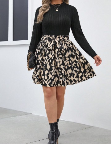 Compleu SHEIN CURVE, negru/crem