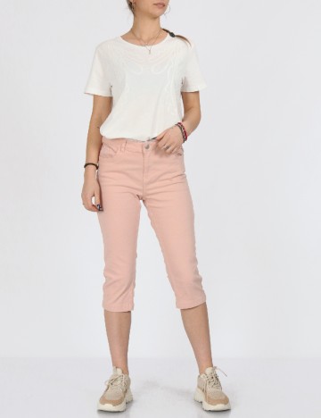 Pantaloni trei sferturi b.young, roz