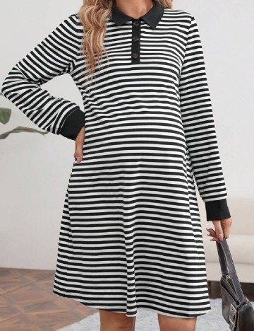 Rochie scurta SHEIN Maternity, alb/negru