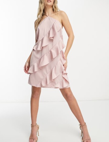 Rochie scurta Pieces, roz