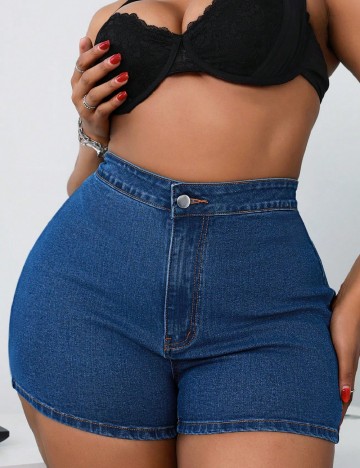 Pantaloni scurti SHEIN CURVE, albastru