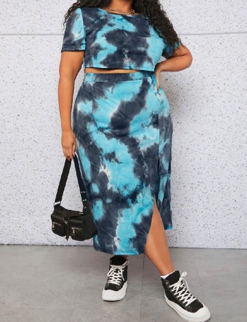 Compleu SHEIN CURVE, albastru/gri