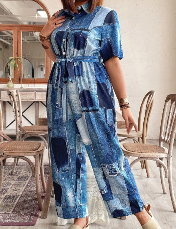 Salopeta SHEIN CURVE, albastru