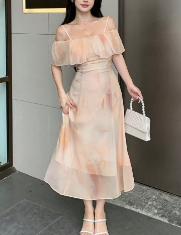 Rochie medie Dazy, crem