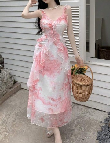 Rochie lunga Dazy, roz