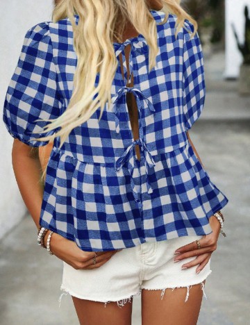 Bluza SHEIN, alb/albastru