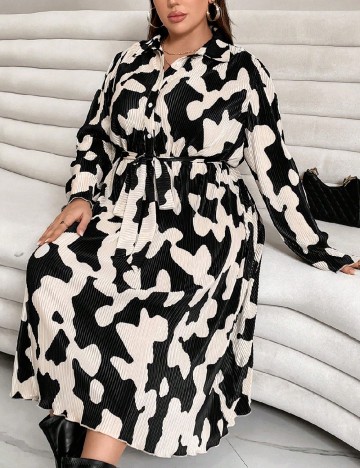 Rochie lunga SHEIN CURVE, crem/negru