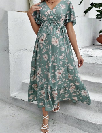 Rochie lunga SHEIN Maternity, verde