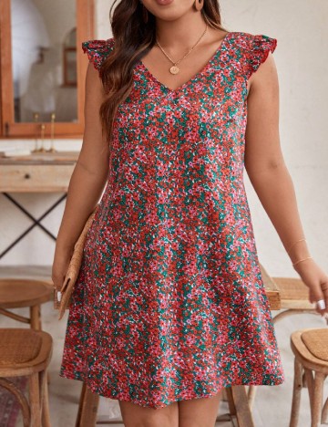 Rochie scurta SHEIN CURVE, floral print