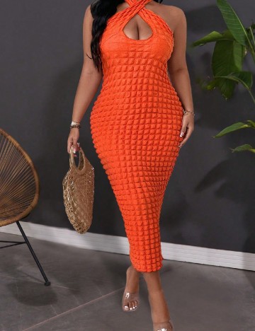 Rochie lunga SHEIN CURVE, portocaliu