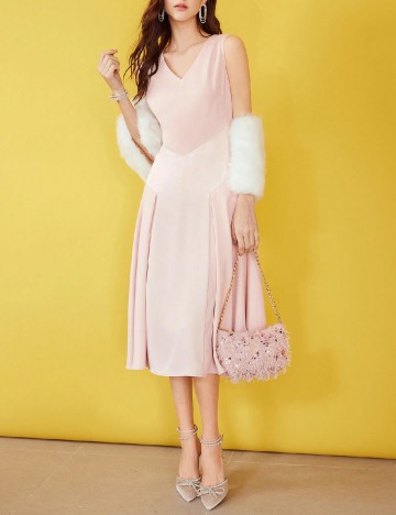 Rochie medie MOTF, roz pal