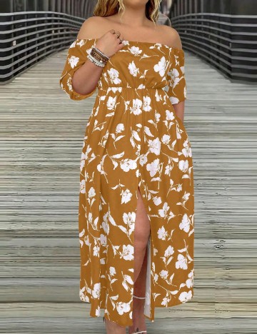 Rochie lunga SHEIN CURVE, caramiziu