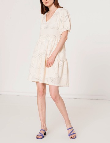Rochie scurta Hailys, crem, L