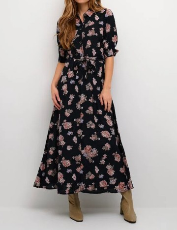 Rochie lunga Kaffe, negru floral