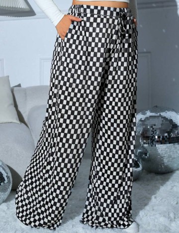 Pantaloni SHEIN CURVE, negru/alb