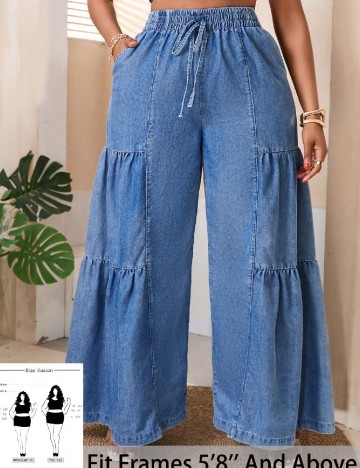 Pantaloni SHEIN CURVE, albastru