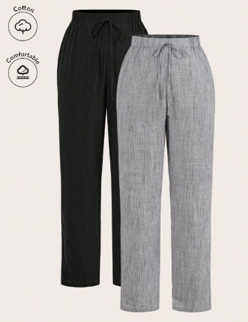 Set pantaloni 2 perechi SHEIN CURVE, negru/gri